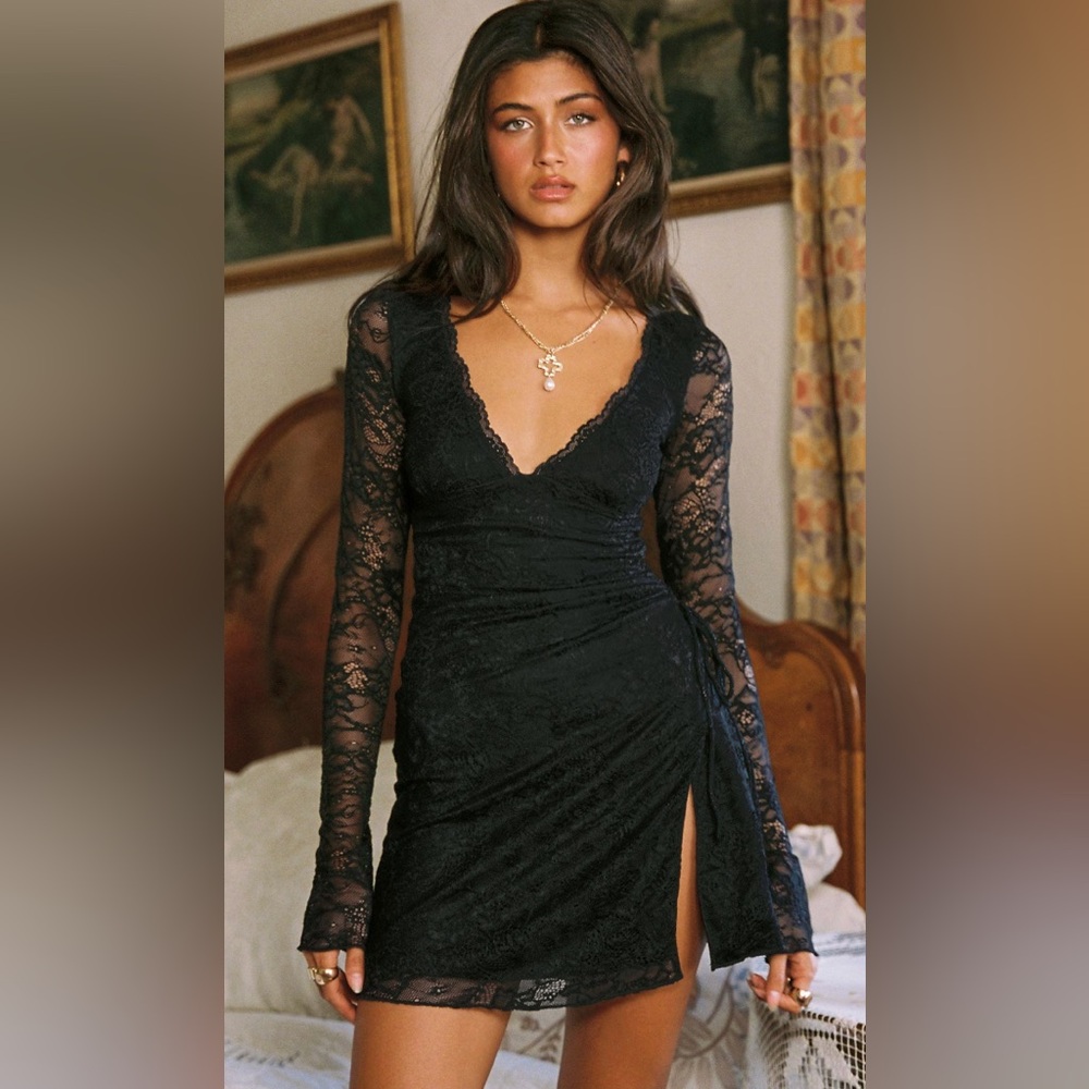 Princess Polly Black Lace Trim Dress